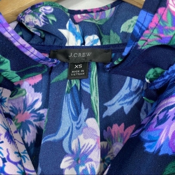 J.CREW Ruffle Neck Long Sleeve Floral Top 365 Crepe XS - Picture 10 of 12